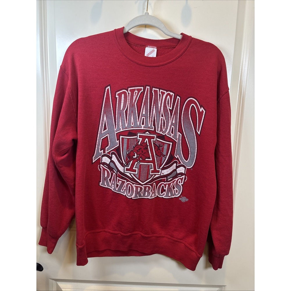 Vintage Jerzees Arkansas Razorbacks Hog Crewneck Sweatshirt Red 80s USA Red Ball